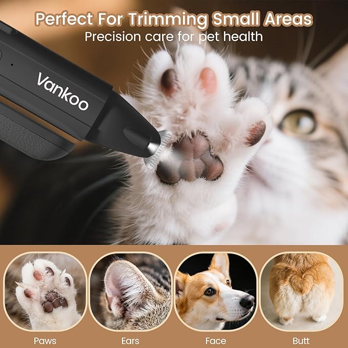 2 in 1 Dog Nail Clippers & Trimmers with LED Lights, Splash Guard - Pet Hair Trimmer for Around Paws, Ear, Eye,Face, Rump Rechargeable & IPX7 Waterproof Grooming Supplies for Cats, Dogs