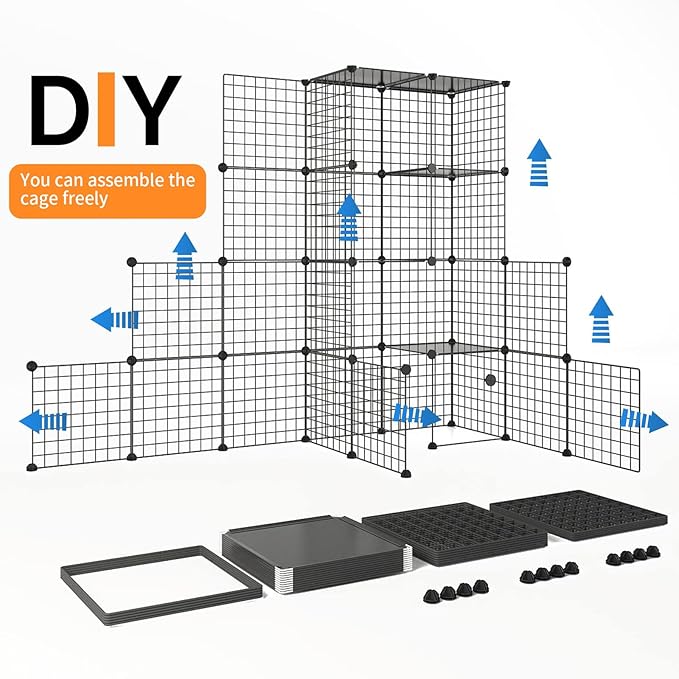 Oneluck 5-Tier Extra Large Cat Cages Indoor, 69 Inch Enclosure, Catio DIY Cat Playpen Detachable Metal Wire Kennels Cat Crate Exercise Place Ideal for 1-4 Cats(Without Platform)
