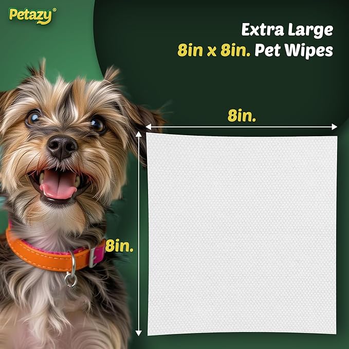 400 Dog Wipes for Paws and Butt Ears Eyes | XL 8x8 Natural Pet Wipes for Dogs | Chamomile Dog Wipes Cleaning Deodorizing | Extra Thick Paw Wipes for Dogs Cats Pets | 4 Bonus Glove Wipes