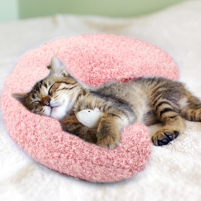 Mity Rain Calming Pillow - Large 14.2" x 9.4", Helps Relieve Dog Anxiety, Ultra Soft Neck Pillow for Joint Relief & Comfort, Pink