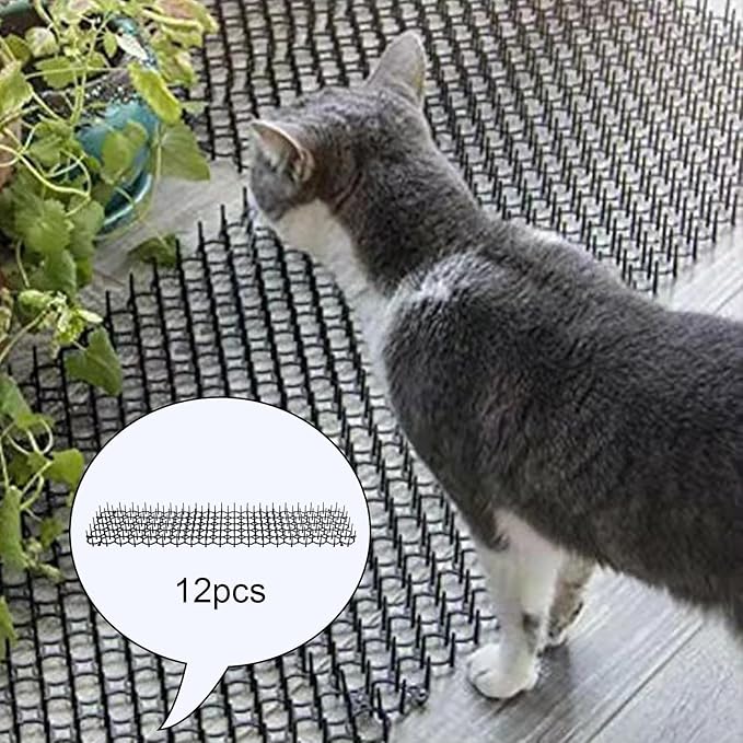12-Piece Pet Barrier Mat - Deterrent for Climbing and Digging
