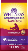 Wellness Complete Health Small Breed Adult Dry Dog Food, Wholesome Grain Kibble, Natural, Turkey and Oatmeal Recipe, 12 lb Bag