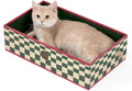 Cat Scratcher Box with 3-Layer Corrugated Pad, Heavy-Duty Double-Sided Cardboard Scratching Board & Bed, Checkered Design, for Cats, Large