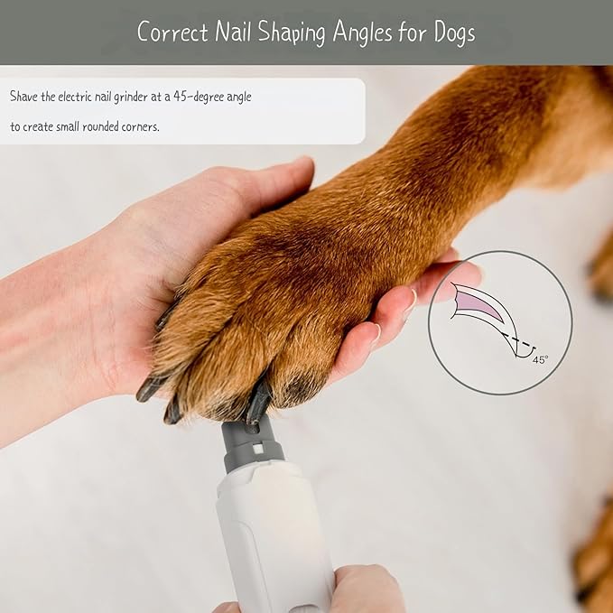 Pet Nail Grinder with LED Light, 2 Speeds & Diamond Bit Grinder - Quiet Electric Dog Nail Trimmer for Small to Large Dogs, Cats, Puppies - USB Rechargeable File for Painless Paw Care at Home