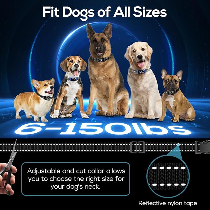 Bark Collar, 2 Pack Smart Dog Bark Collar for Large Medium Small Dogs, Anti Barking Device for Dogs Training Collar with Beep Vibration Harmless Shock, 5 Adjustable Sensitivity (Blue)