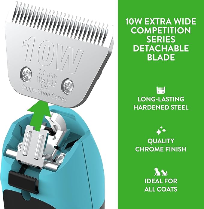 Wahl Professional Animal 10W Extra Wide Competition Series Detachable Blade with 1/16-Inch Cut Length (2377-100)