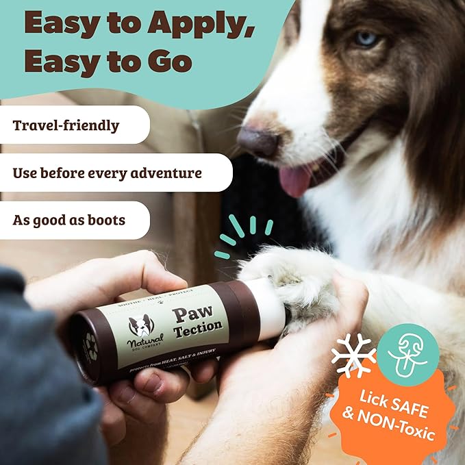 Natural Dog Company PawTection Balm for Dogs – Winter Paw Protection from Snow, Ice & Salt, Wax-Based Paw Barrier Balm, All Breeds for Cold Weather Walks & Outdoor Adventures, Lick-Safe, 1 oz Tin