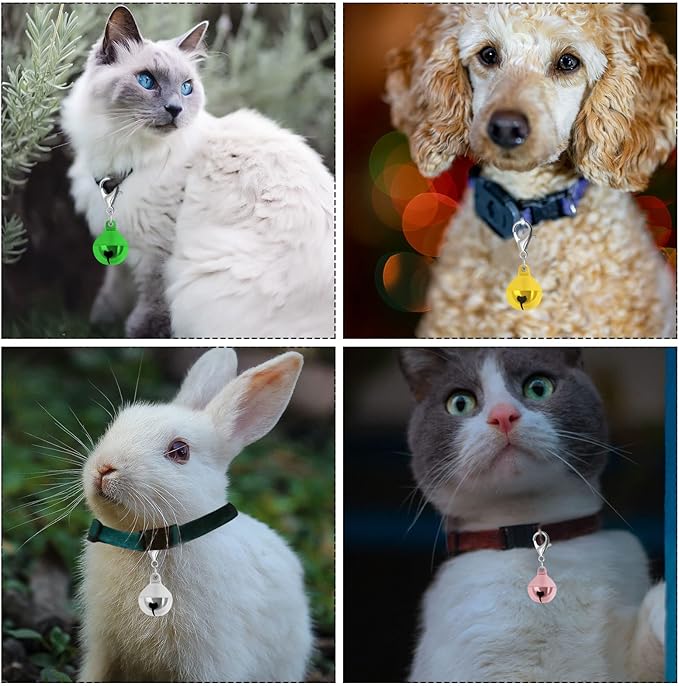 BLMHTWO 8PCS Dog Collar Bells, 1.38inch Bells Charm, Colorful Pet Collar Bells Kitty & Puppy Loud Bell Pendant with Clasps for Dog & Cat Collar DIY Craft Decoration(Multi Color) Small