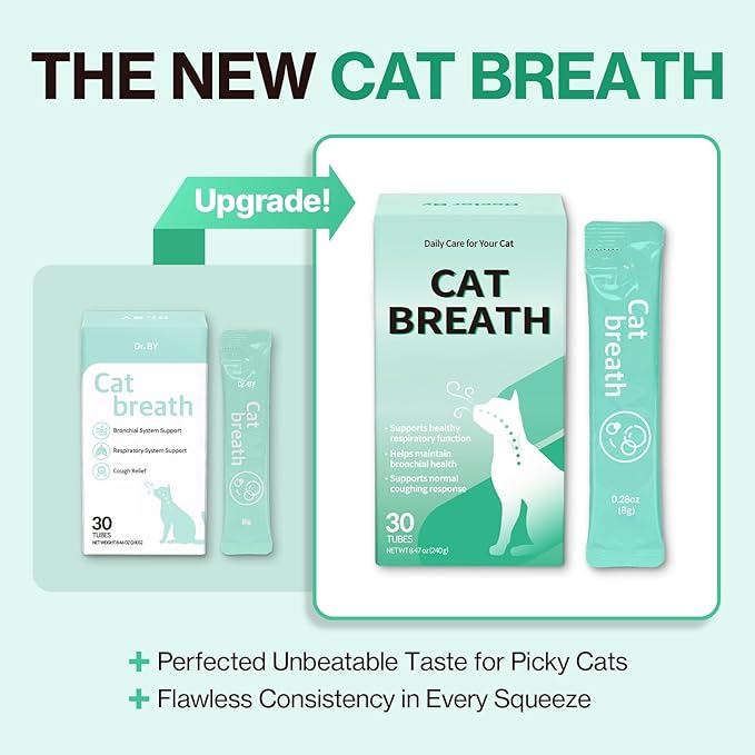 Doctor By Cat Breath Bronchial Supplements Cat Sneezing Treatment Asthma Cold Cough Nose Relief Respiratory&Immune Support with TF-343-30 lickable Formula Individually Packaged, Chicken (1 Pack)