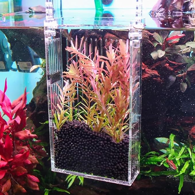 La La Pet®Adjustable Hanging Aquarium Plant Holder Acrylic Breeder Box for Fish Tank Transparent Hatching Incubator Box Isolation Box for Small Fish Small