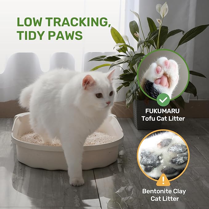 FUKUMARU Tofu Cat Litter - Natural, Unscented, Dust Free, Quick Clumping, 8lb x 2 Bags