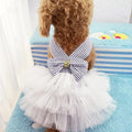 Dog Dresses, Fashion Pet Dog Clothes, Striped Mesh Puppy Dogs Princess Dresses (Blue, Large)