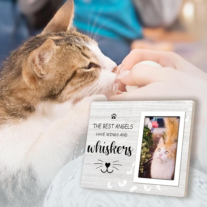 Cat Memorial Gifts for Loss of Cat, Pet Memorial Picture Frame 10x8 inch, Cat Loss Sympathy Gift for Women, Family, Lost of Cat Memorial Frame, for 4x6 inch Photo