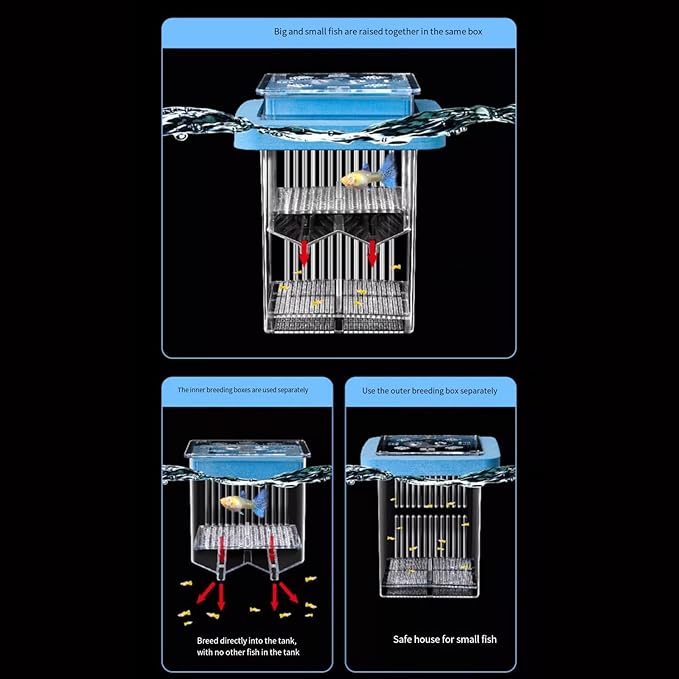 Aquarium Clear Breeding Box Double-Layer Hatchery Incubator for Fish Fry Shrimp Isolation & Spawning Adjustable Partition Fish Breeding Tanks