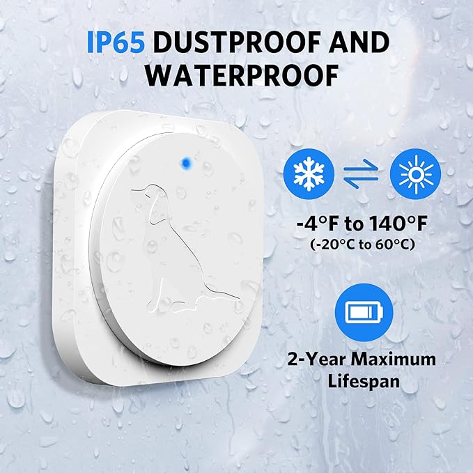 Dog Bell for Door Potty Training, Wireless Doggie Door Bell Operating at 1000 Feet with IP65 Waterproof Touch Button, Easy Installation