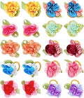 PET SHOW Flowers Pet Dog Hair Bows W/Rubber Bands Cat Puppy Grooming Accessories Assorted Color Pack of 20