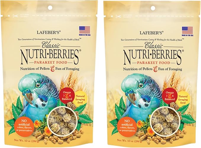 LAFEBER'S Classic Nutri-Berries Pet Bird Food, Made with Non-GMO and Human-Grade Ingredients, for Parakeets (10 oz Pack of 2)