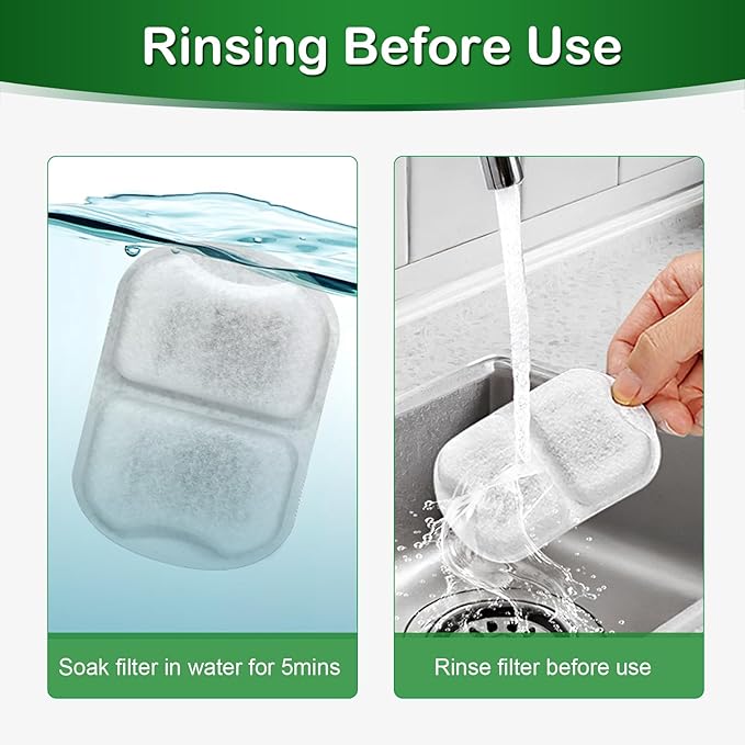 Dog Water Fountain Filter,Compatible with Large 7L/230oz/1.8G Stainless Steel Pet Water Fountain,Multi-Filtration 8 Set Dog Fountain Filter Replacement.
