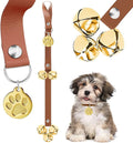 Leather Dog Bells, Puppy Potty Training Bell Dog Doorbell Potty Train Dog Bell for Potty Training Door Bells for Dogs to Ring to Go Outside Jingle Bells (Leather Brown, Round Paw 1 PCS)