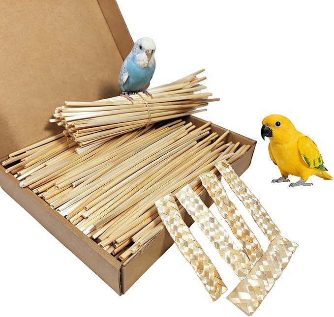 Hamiledyi Natural Bird Toys Foraging Parrot Shredding Toys Wheat Straw Chewing Toy for Cockatiel Lovebird Parakeet Budgie Small-Medium Birds (100 Pieces)