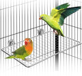 Bird Perches Platform, Stainless Steel Bird Perch Stand,Bird Cage Accessories Exercise Platform for Small to Large Parrots(Rectangle,XL)