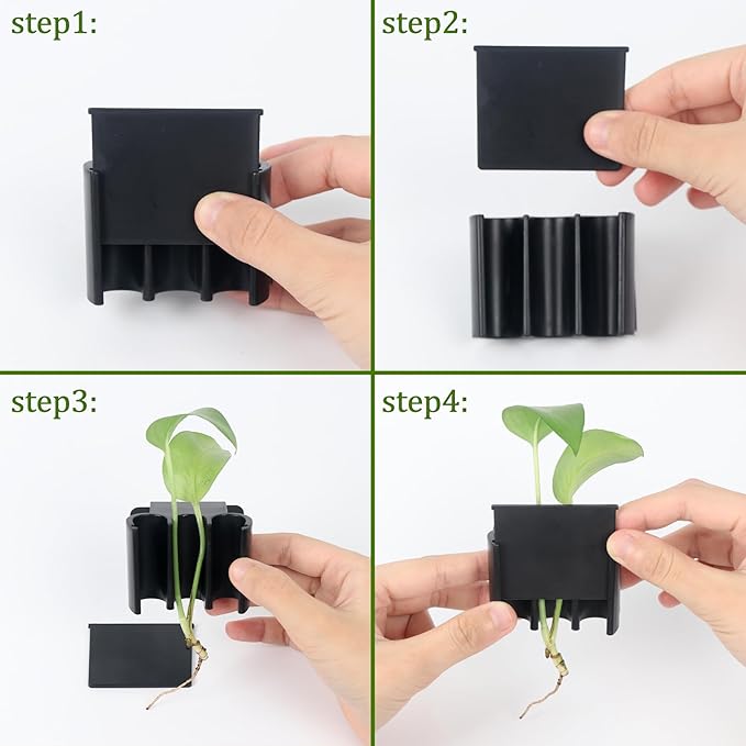 3 Holes Upgraded Aquatic Plant Cup Aquarium Plant Holder for Tank,Aquascape Accessories Decorations- Black 2 Pcs