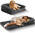 Foldable Human Dog Bed,Orthopedic Memory Foam Human Sized Dog Bed,2 in 1 Calming Human Size with Egg Foam Supportive Mat and Waterproof Liner,Storage Pocket (75”x45”x10”)