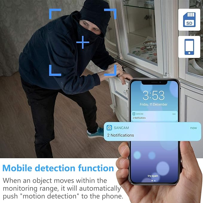 4K Security Cam with Night Vision and Built-in Battery Camera, Home/Office Camera Wireless Technology for Phone App Monitor GTYT