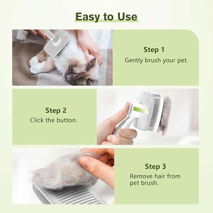 Pecute Self-Cleaning Slicker Brush for Dogs, Cats, Lightweight Dog Brush for Shedding Massaging Grooming, Cat Brush Gently Removes Loose Fur Undercoat for Dogs Cats Rabbits of All Hair Types