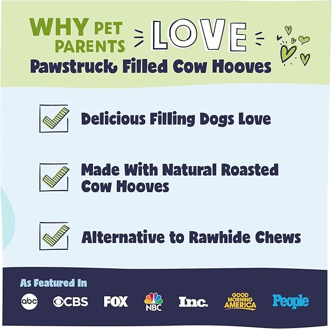 Pawstruck Cheese and Bacon Filled Cow Hooves for Dogs – Made in USA, Long-Lasting Dental Treats and Chews – Beef Hoof – 5 Count – Packaging May Vary