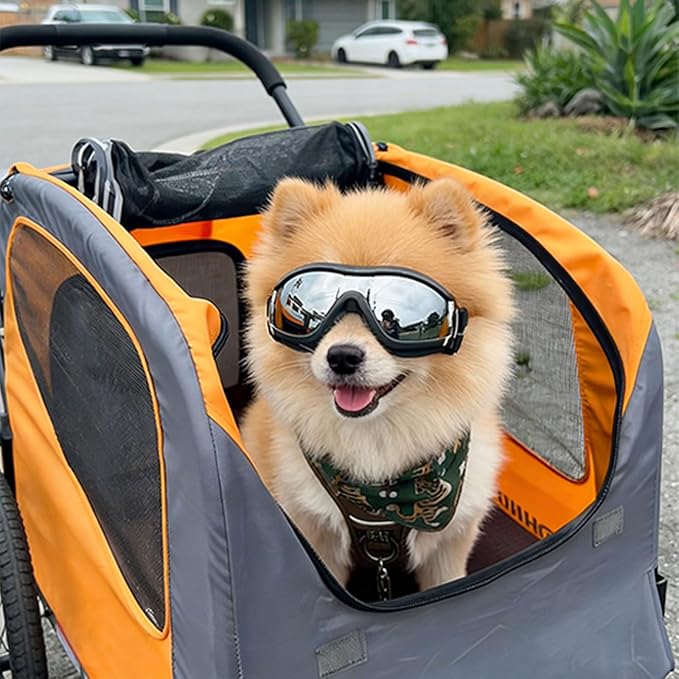 Namsan Small Dog Goggles, UV Protection Goggles for Dogs Small Breed, Puppy Sunglasses with Adjustable Straps, Windproof Dog Eye Protection for Outdoor Activities, Black