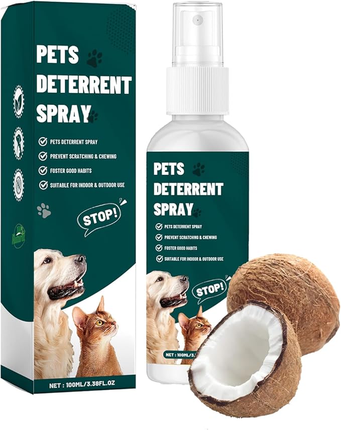Cat Deterrent Spray, Spray Natural Cat Spray Deterrent, Effectively Guides Training, Prevent Cat Scratching and Urine Marking Training Aid (Coconut)