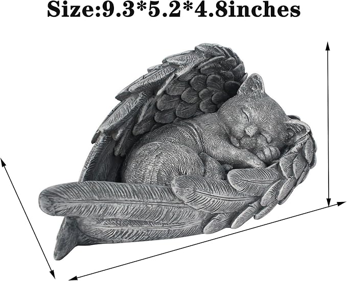 Personalized Garden Cat Memorial Stone - Peaceful Sleeping Kitten Angel Statue for Garden, Remembrance, cat memorial for graver and Loss - Pet Sympathy Gift，Cat Outdoor Memorial Gifts Gifts for Kitty