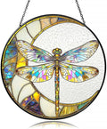 Dragonfly Suncatcher Stained Glass Window Hanging Decor - Vibrant Nature-Inspired Sun Catchers for Indoor Windows, Garden or Living Room, Unique Gift for Women, Housewarming & New Home Decoration