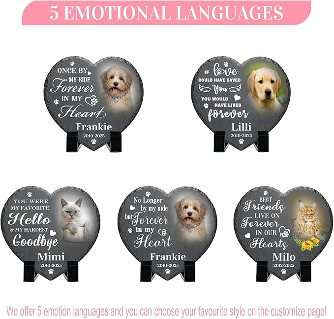 Alienc Personalized Pet Memorial Stone – Custom Dog & Cat Memorial Gifts for Loss, Outdoor Pet Grave Marker, Sympathy Keepsake for Dogs and Cats