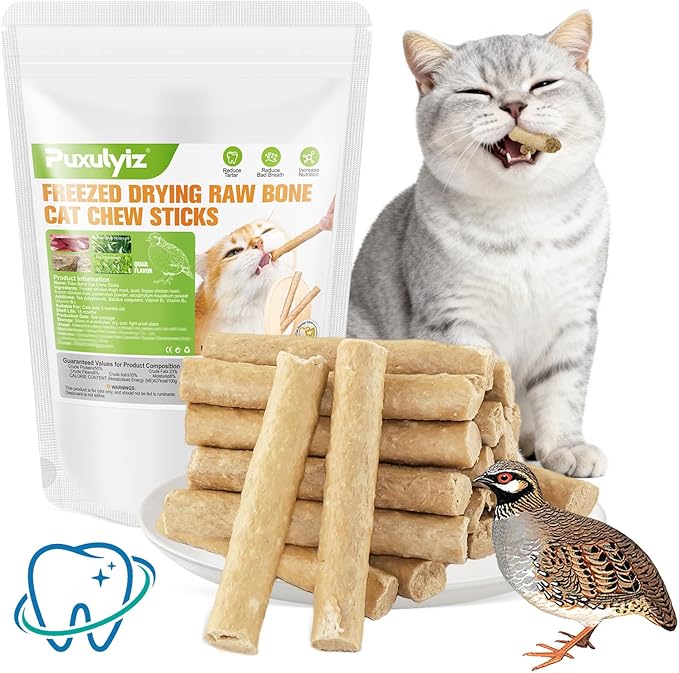 Freezed Drying 100g Cat Chew Sticks Quail Flavor, Cat Teething Sticks for Teeth Cleaning Dental Care, Cats Chew Toys for Fresh Breath