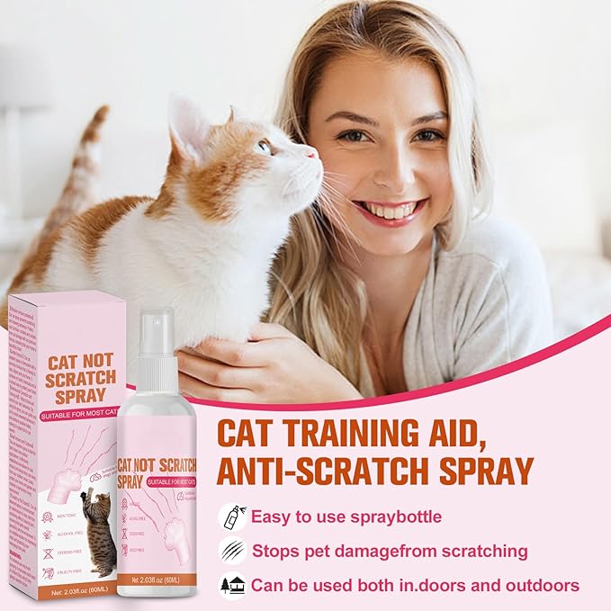 Indoor & Outdoor Natural Cat Deterrent Spray - 2 Pack, Scratch Prevention for Furniture, Sofa & Plants, Training Aid to Stop Scratching & Marking for Cats & Kittens