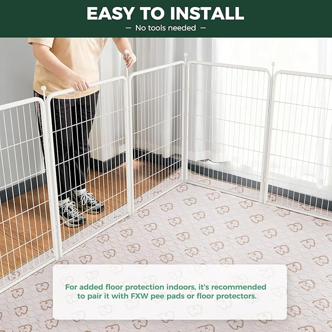 FXW Rollick Unleashed Dog Playpen for Indoor, Yard, RV Camping, 40 inch 48 Panels for Medium and Large Dogs, White│Patented