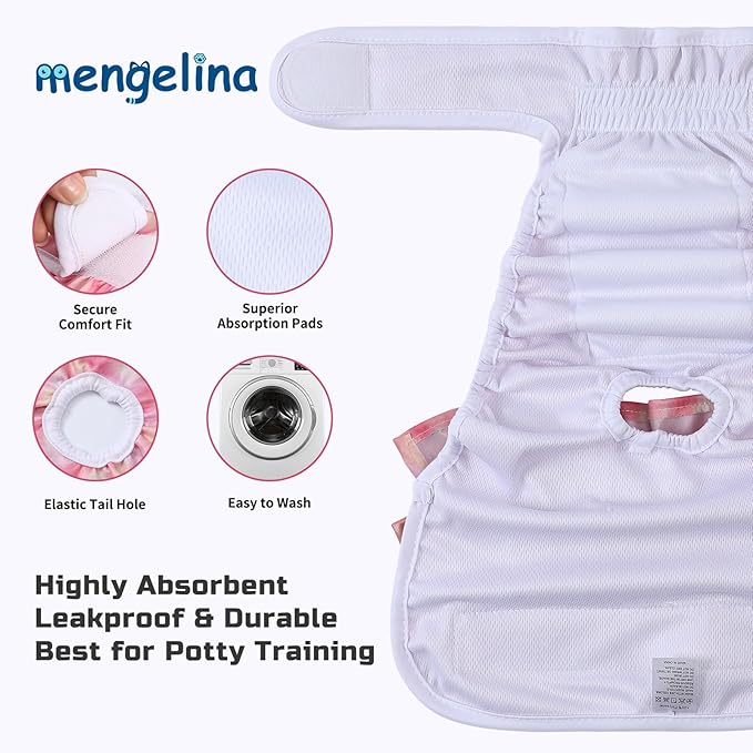 Reusable Dog Diapers Female 3 Pack Doggie Diapers for Period Heat Incontinence Puppy Training (Small, Watercolor)