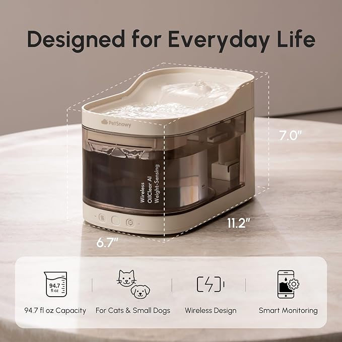 PetSnowy OilClear A.I Series Wireless Weight-Sensing Pet Fountain