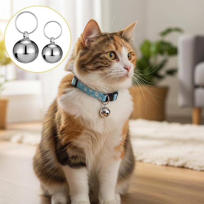 10 Pack Silver Dog Bell, Pet Bells Collar Bells for Small Dogs Cat Collar Charm Hanging Ring Decoration Pet Pendant Accessories Anti-Lost Training Bell DIY Crafts for Pets Daily Use (2 Sizes)