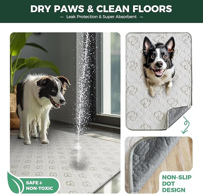 FXW Washable Pee Pads for Dogs, Puppy Pads with Super Absorbent, Specifically Designed for FXW Rollick/Homeplus 24inch 6 Panels Dog Playpen, 39" x 63" Rectangle, Khaki, 1 Pack