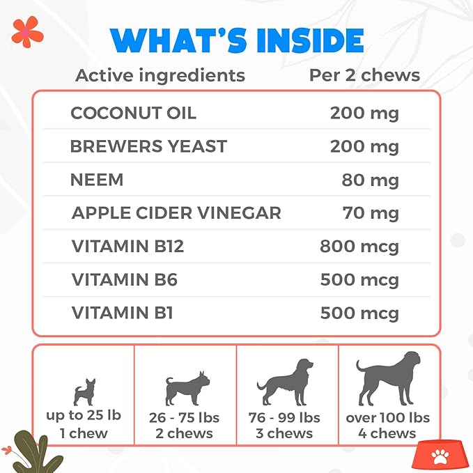 Flea and Tick Prevention Chewables for Dogs - 150 Chews - Beef Flavor - Vet-Approved Oral Treatment for Tick & Flea Control - US-Made for Dogs