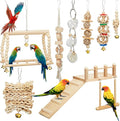 10 Pcs Parrot Swing Toys and Bird Perches Platform with Climbing Ladder Chewing Standing Hanging Parakeet Toys Bird Cage Accessories for Budgerigar Conure Cockatiel Finches Lovebirds