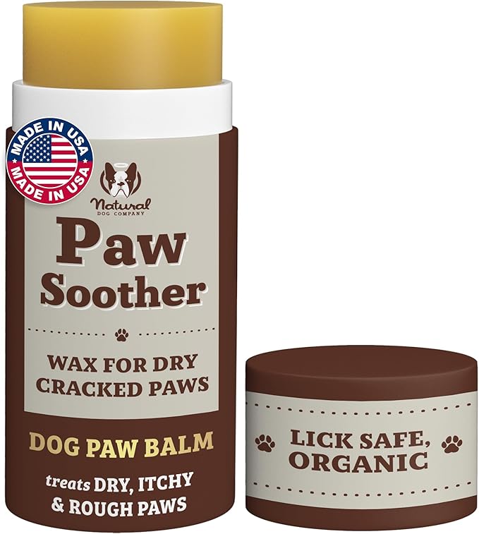 Natural Dog Company Paw Soother Balm & Wax - Dog Paw Balm & Moisturizer for Dry, Cracked Paw Pads, Helps Moisturize & Condition Winter-Worn Paws, Coconut Oil & Calendula, Daily Paw Care, 2 oz Stick
