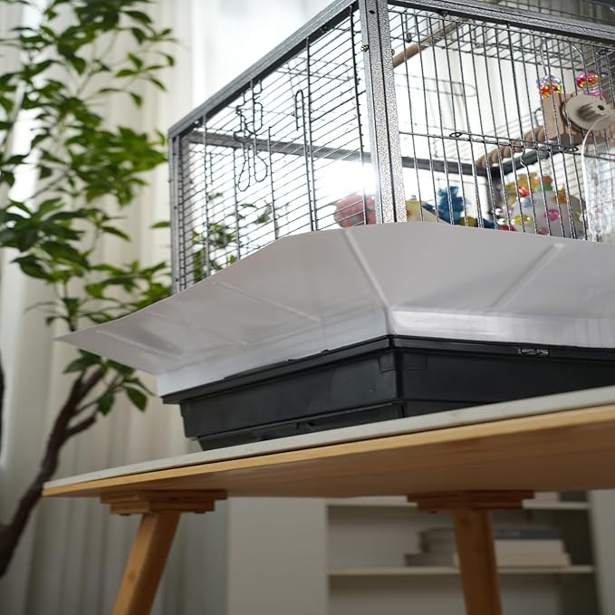 Spacious Metal Bird Cage with Pull-Out Tray, Carry Handles, Transparent Cups, Wooden Perches, Easy to Clean Bird Cage for Parakeets, Canaries, Cockatiels, Lovebirds, Conures, Budgies, 45x45x60cm