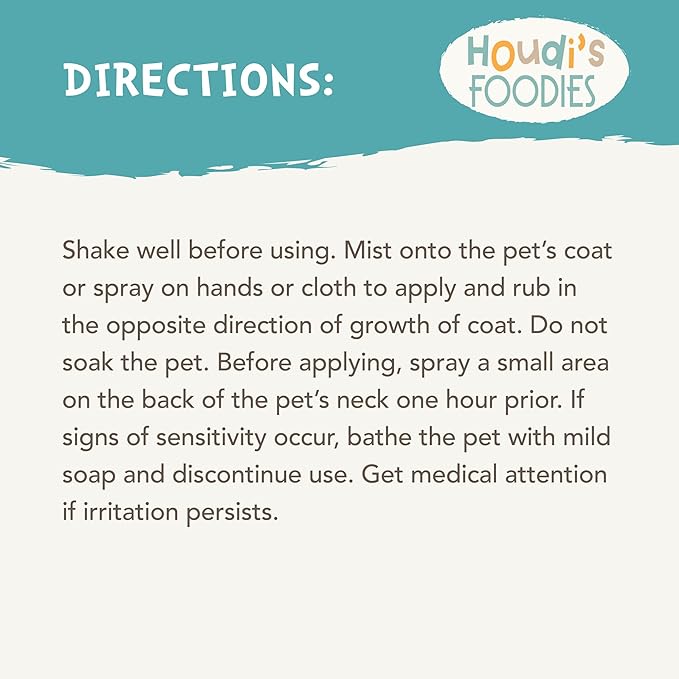 Houdi's Foodies Herbal Flea & Tick Pet Spray by North American Herb & Spice - Peppermint Scent - 4 fl oz - Kills & Repels Fleas, Ticks + Mosquitoes - DEET-Free, Plant-Based Formula