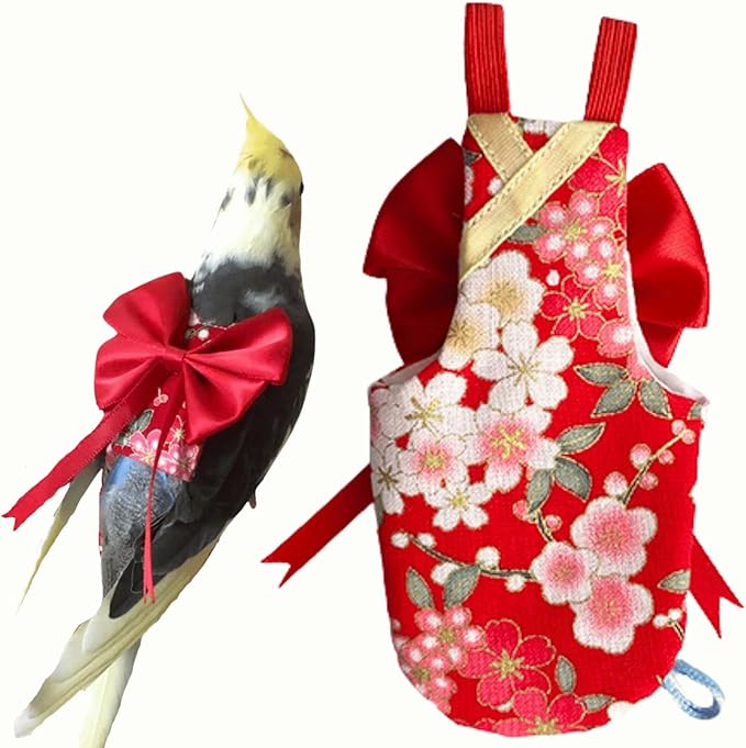 Bird Flight Suits Diapers, Parrot Flight Suits Diapers for Quaker Parakeets Cockatiels Flight Suits, Parrot Clothes (Red,Macaw)