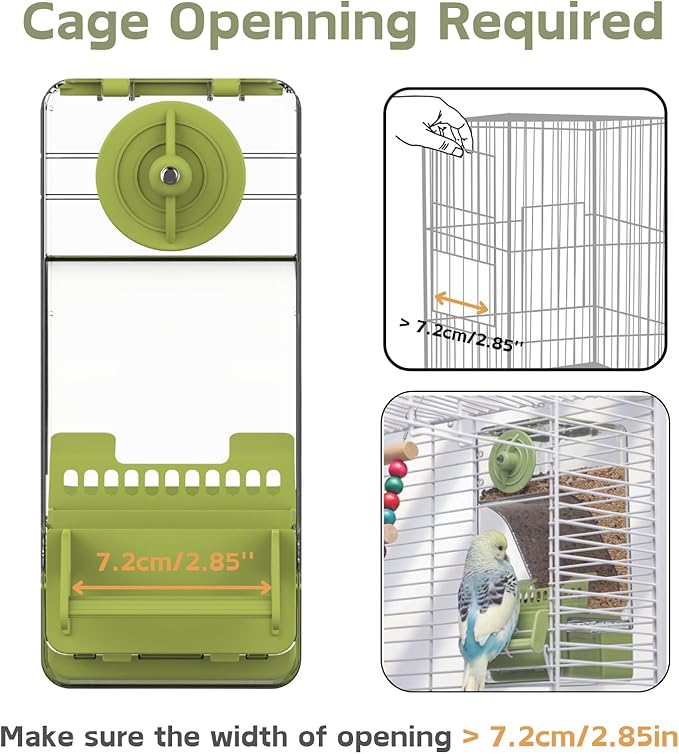 Automatic Bird Feeder, Bird Cage Feeder with Perch for Parakeet Canary Cockatiel Finch (Pink)