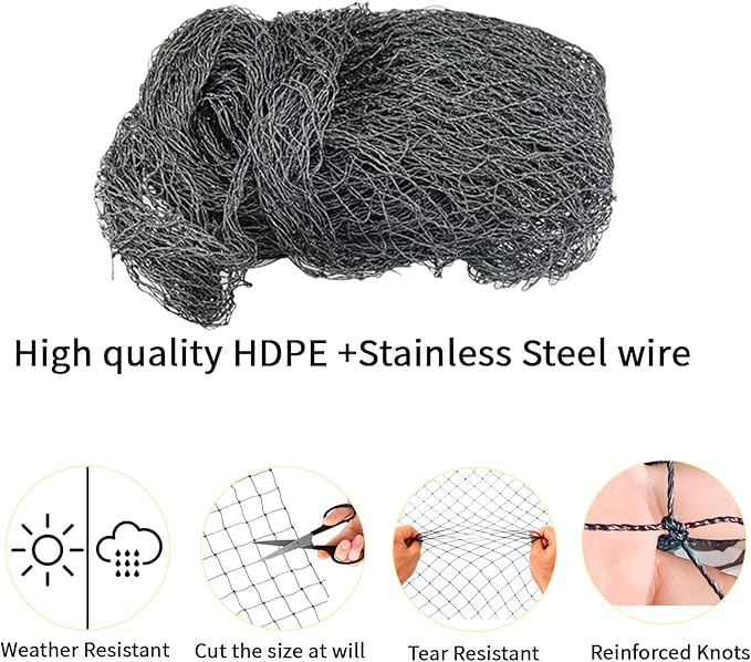 10x13ft Cat Netting Balcony, Steel Wire Reinforced Balcony Screen for Pets - Heavy Duty Cat Balcony Protection Net, Anti-Fall Safety Mesh for Windows, Patio, Stairs & Apartment Balcony